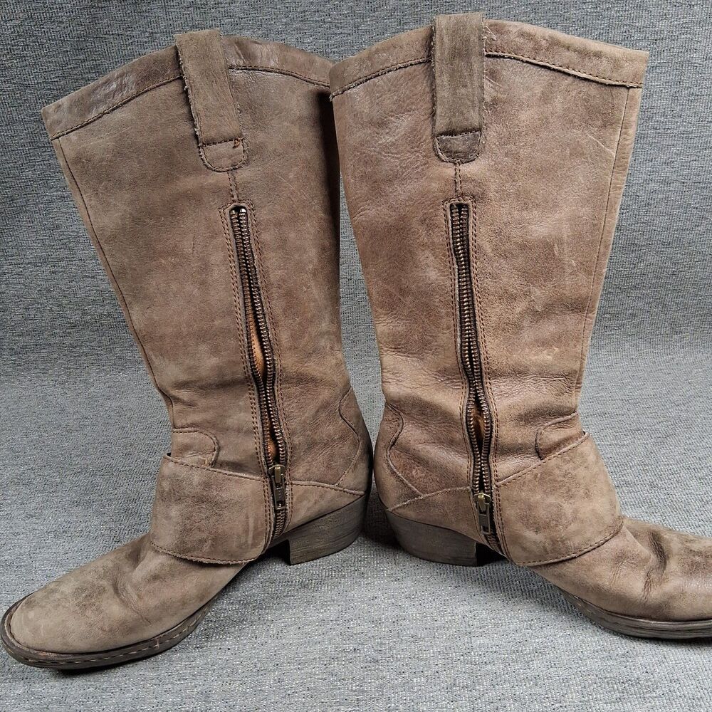 Born Magda Brown Leather Double Buckle Mid-Calf Riding Boots Women 8/39 W22414 - Picture 5 of 11